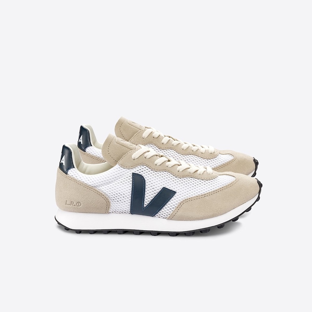Veja Tan and White Sneakers Retro Style